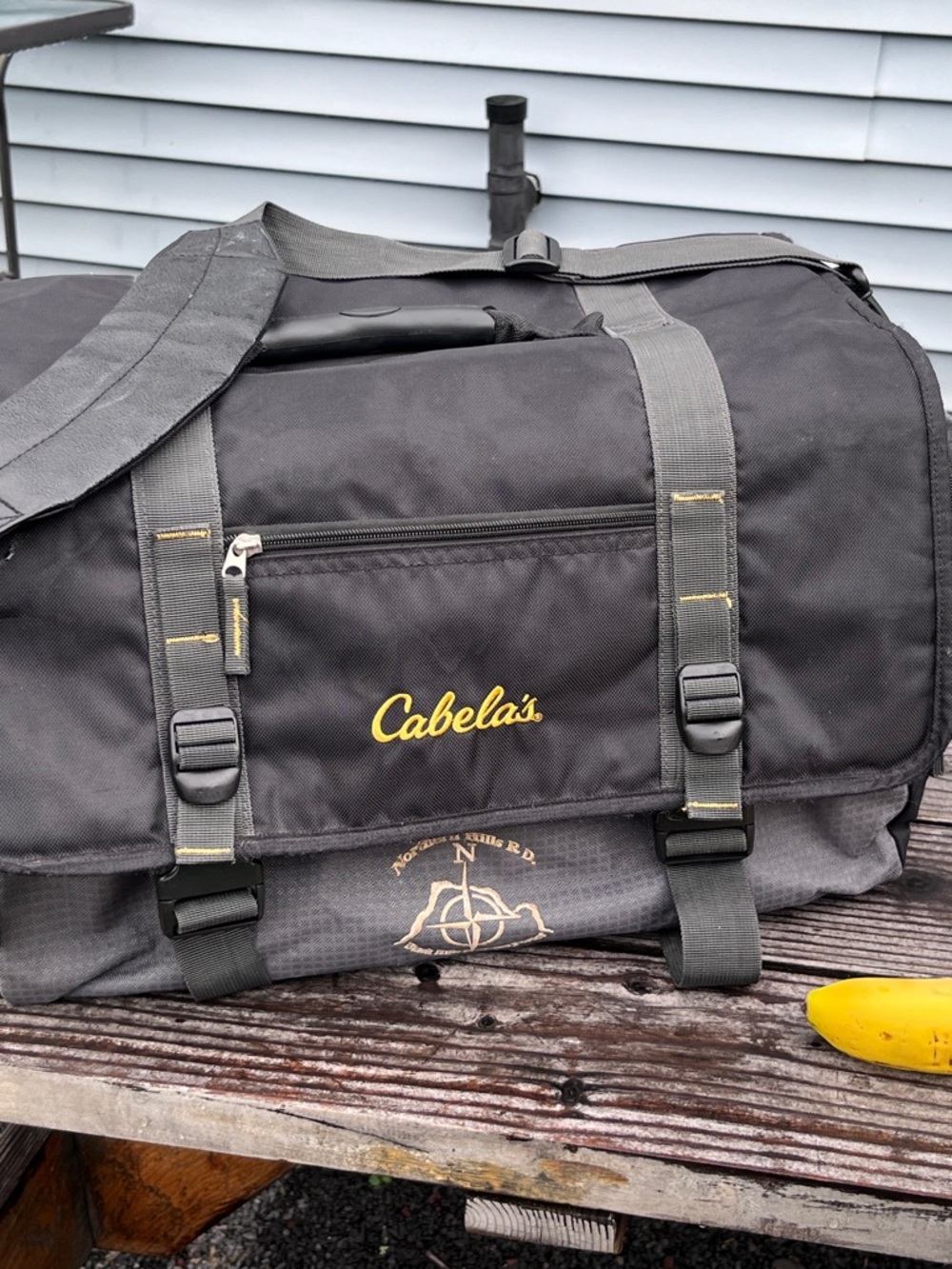 Cabela's Black and Gray Men's Duffel with Yellow Logo